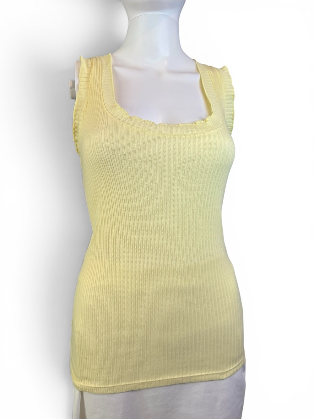 LOFT | Light Yellow Ribbed Scoop Neck Tank Top | Size M
